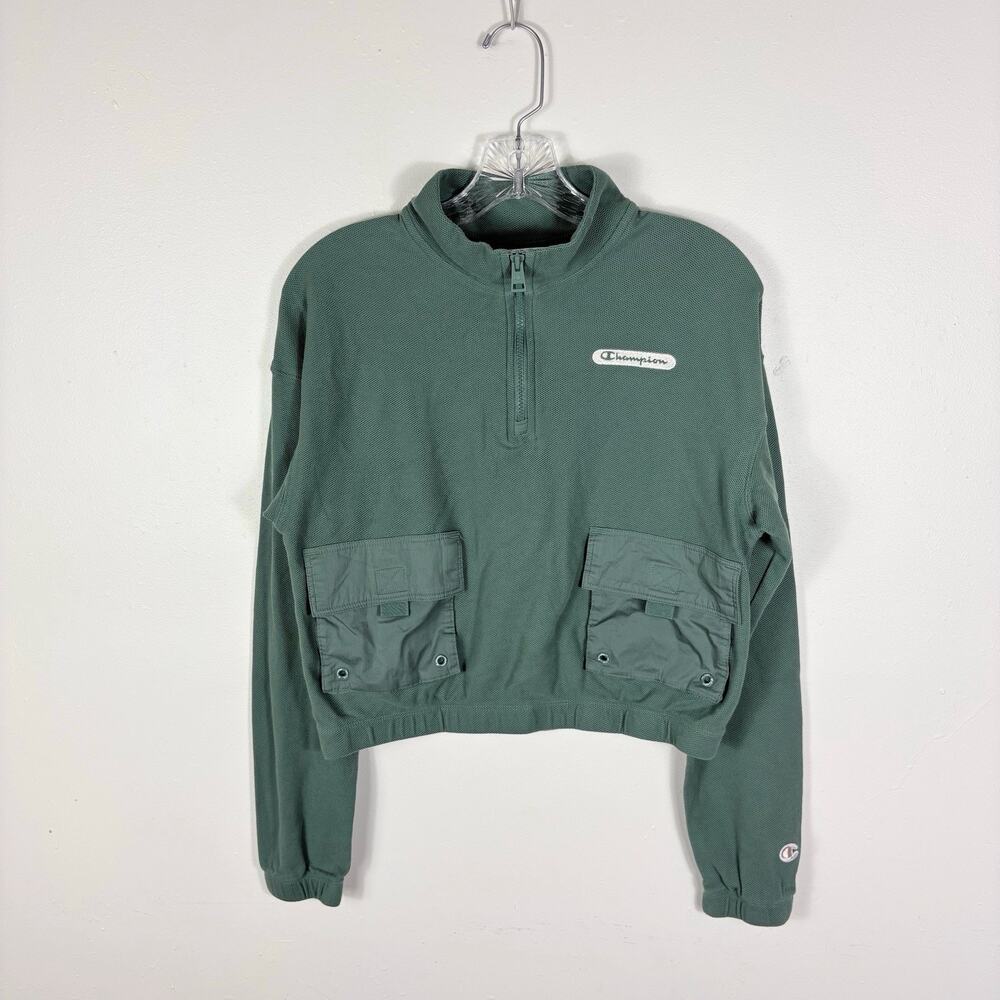 Champion Top Women’s Small Green Campus Pique Utility Gorpcore Grunge Streetwear